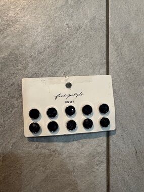 Free People Black Round Stud Pin Set